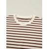 image:imageSHEWIN Women Summer Loose Fit Tops Trendy Rib Knit Stripe Shirt Business Dressy Casual 2026Beige and Brown