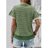 image:imageSHEWIN Women Summer Loose Fit Tops Trendy Rib Knit Stripe Shirt Business Dressy Casual 2026Beige and Green