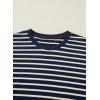 image:imageSHEWIN Women Summer Loose Fit Tops Trendy Rib Knit Stripe Shirt Business Dressy Casual 2026Beige and Navy Blue