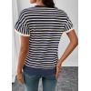 image:imageSHEWIN Women Summer Loose Fit Tops Trendy Rib Knit Stripe Shirt Business Dressy Casual 2026Beige and Navy Blue