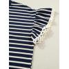 image:imageSHEWIN Women Summer Loose Fit Tops Trendy Rib Knit Stripe Shirt Business Dressy Casual 2026Beige and Navy Blue