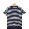 image:imageSHEWIN Women Summer Loose Fit Tops Trendy Rib Knit Stripe Shirt Business Dressy Casual 2026Beige and Navy Blue