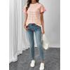 image:imageSHEWIN Women Summer Loose Fit Tops Trendy Rib Knit Stripe Shirt Business Dressy Casual 2026Beige and Pink