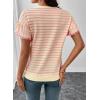 image:imageSHEWIN Women Summer Loose Fit Tops Trendy Rib Knit Stripe Shirt Business Dressy Casual 2026Beige and Pink