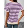image:imageSHEWIN Women Summer Loose Fit Tops Trendy Rib Knit Stripe Shirt Business Dressy Casual 2026Beige and Purple
