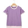 image:imageSHEWIN Women Summer Loose Fit Tops Trendy Rib Knit Stripe Shirt Business Dressy Casual 2026Beige and Purple
