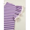 image:imageSHEWIN Women Summer Loose Fit Tops Trendy Rib Knit Stripe Shirt Business Dressy Casual 2026Beige and Purple