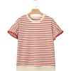 image:imageSHEWIN Women Summer Loose Fit Tops Trendy Rib Knit Stripe Shirt Business Dressy Casual 2026Beige and Red