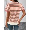 image:imageSHEWIN Women Summer Loose Fit Tops Trendy Rib Knit Stripe Shirt Business Dressy Casual 2026Beige and Red