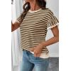 image:imageSHEWIN Women Summer Loose Fit Tops Trendy Rib Knit Stripe Shirt Business Dressy Casual 2026Chestnut Brown