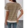 image:imageSHEWIN Women Summer Loose Fit Tops Trendy Rib Knit Stripe Shirt Business Dressy Casual 2026Chestnut Brown