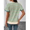 image:imageSHEWIN Women Summer Loose Fit Tops Trendy Rib Knit Stripe Shirt Business Dressy Casual 2026Green