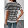image:imageSHEWIN Women Summer Loose Fit Tops Trendy Rib Knit Stripe Shirt Business Dressy Casual 2026Grey
