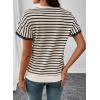 image:imageSHEWIN Women Summer Loose Fit Tops Trendy Rib Knit Stripe Shirt Business Dressy Casual 2026White and Black