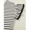 image:imageSHEWIN Women Summer Loose Fit Tops Trendy Rib Knit Stripe Shirt Business Dressy Casual 2026White and Black