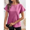 image:imageSHEWIN Women Tops Ruffle Sleeve Shirts Business Casual Dressy Work Blouse 2026Hot Pink
