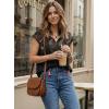 image:imageSHEWIN Womens Blouses Boho Summer Tops Cap Short Sleeves V Neck Chiffon Casual Elegant Geometric Printed ShirtsBlack