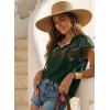 image:imageSHEWIN Womens Blouses Boho Summer Tops Cap Short Sleeves V Neck Chiffon Casual Elegant Geometric Printed ShirtsGreen