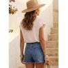 image:imageSHEWIN Womens Blouses Boho Summer Tops Cap Short Sleeves V Neck Chiffon Casual Elegant Geometric Printed ShirtsKhaki
