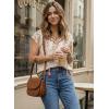 image:imageSHEWIN Womens Blouses Boho Summer Tops Cap Short Sleeves V Neck Chiffon Casual Elegant Geometric Printed ShirtsWhite