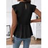 image:imageSHEWIN Womens Blouses Peplum Babydoll Summer Tops Ruffle Sleeve Dressy Casual Elegant Ladies Solid Shirts Spring ClothesBlack