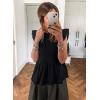 image:imageSHEWIN Womens Blouses Peplum Babydoll Summer Tops Ruffle Sleeve Dressy Casual Elegant Ladies Solid Shirts Spring ClothesBlack