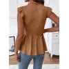 image:imageSHEWIN Womens Blouses Peplum Babydoll Summer Tops Ruffle Sleeve Dressy Casual Elegant Ladies Solid Shirts Spring ClothesCoffee