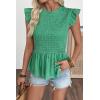 image:imageSHEWIN Womens Blouses Peplum Babydoll Summer Tops Ruffle Sleeve Dressy Casual Elegant Ladies Solid Shirts Spring ClothesGreen