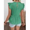 image:imageSHEWIN Womens Blouses Peplum Babydoll Summer Tops Ruffle Sleeve Dressy Casual Elegant Ladies Solid Shirts Spring ClothesGreen