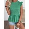 image:imageSHEWIN Womens Blouses Peplum Babydoll Summer Tops Ruffle Sleeve Dressy Casual Elegant Ladies Solid Shirts Spring ClothesGreen