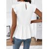 image:imageSHEWIN Womens Blouses Peplum Babydoll Summer Tops Ruffle Sleeve Dressy Casual Elegant Ladies Solid Shirts Spring ClothesWhite
