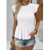 image:imageSHEWIN Womens Blouses Peplum Babydoll Summer Tops Ruffle Sleeve Dressy Casual Elegant Ladies Solid Shirts Spring ClothesWhite
