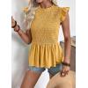 image:imageSHEWIN Womens Blouses Peplum Babydoll Summer Tops Ruffle Sleeve Dressy Casual Elegant Ladies Solid Shirts Spring ClothesYellow
