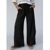image:imageSHEWIN Womens Boho Wide Leg Pants Lace Casual Drawstring Elastic Waist Summer Spring 2026 Beach Vacation Palazzo PantsBlack
