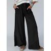 image:imageSHEWIN Womens Boho Wide Leg Pants Lace Casual Drawstring Elastic Waist Summer Spring 2026 Beach Vacation Palazzo PantsBlack