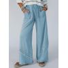 image:imageSHEWIN Womens Boho Wide Leg Pants Lace Casual Drawstring Elastic Waist Summer Spring 2026 Beach Vacation Palazzo PantsBlue