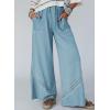 image:imageSHEWIN Womens Boho Wide Leg Pants Lace Casual Drawstring Elastic Waist Summer Spring 2026 Beach Vacation Palazzo PantsBlue