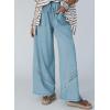image:imageSHEWIN Womens Boho Wide Leg Pants Lace Casual Drawstring Elastic Waist Summer Spring 2026 Beach Vacation Palazzo PantsBlue