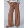 image:imageSHEWIN Womens Boho Wide Leg Pants Lace Casual Drawstring Elastic Waist Summer Spring 2026 Beach Vacation Palazzo PantsBrown