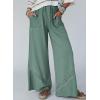 image:imageSHEWIN Womens Boho Wide Leg Pants Lace Casual Drawstring Elastic Waist Summer Spring 2026 Beach Vacation Palazzo PantsGreen