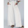 image:imageSHEWIN Womens Boho Wide Leg Pants Lace Casual Drawstring Elastic Waist Summer Spring 2026 Beach Vacation Palazzo PantsWhite