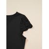 image:imageSHEWIN Womens Lace Tops Casual V Neck Short Sleeve Shirts Loose Tunic Top 2026Black