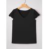 image:imageSHEWIN Womens Lace Tops Casual V Neck Short Sleeve Shirts Loose Tunic Top 2026Black