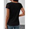 image:imageSHEWIN Womens Lace Tops Casual V Neck Short Sleeve Shirts Loose Tunic Top 2026Black