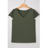image:imageSHEWIN Womens Lace Tops Casual V Neck Short Sleeve Shirts Loose Tunic Top 2026Green
