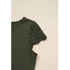 image:imageSHEWIN Womens Lace Tops Casual V Neck Short Sleeve Shirts Loose Tunic Top 2026Green