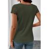 image:imageSHEWIN Womens Lace Tops Casual V Neck Short Sleeve Shirts Loose Tunic Top 2026Green