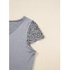 image:imageSHEWIN Womens Lace Tops Casual V Neck Short Sleeve Shirts Loose Tunic Top 2026Grey