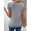 image:imageSHEWIN Womens Lace Tops Casual V Neck Short Sleeve Shirts Loose Tunic Top 2026Grey