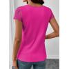 image:imageSHEWIN Womens Lace Tops Casual V Neck Short Sleeve Shirts Loose Tunic Top 2026Hot Pink